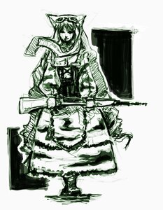Rating: Safe Score: 0 Tags: 1girl animal_ears dress goggles goggles_on_head greyscale gun image long_hair monochrome solo suiseiseki weapon User: admin