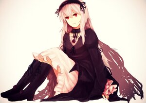 Rating: Safe Score: 0 Tags: 1girl black_footwear black_ribbon boots closed_mouth dress flower frills full_body hairband image juliet_sleeves knee_boots long_hair long_sleeves looking_at_viewer puffy_sleeves red_eyes ribbon rose sitting solo striped suigintou vertical_stripes very_long_hair User: admin