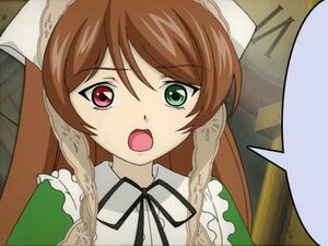 Rating: Safe Score: 0 Tags: 1girl apron braid brown_hair frills green_eyes hat head_scarf image long_hair maid open_mouth parody red_eyes ribbon solo suiseiseki User: admin