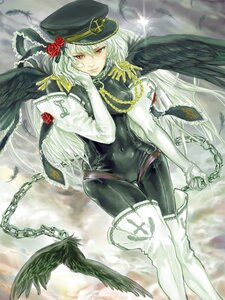 Rating: Safe Score: 0 Tags: 1girl angel angel_wings bird black_feathers black_wings chain chained cuffs dove eagle feathered_wings feathers flower gloves halo handcuffs hat image long_hair military_uniform red_eyes rose smile solo suigintou uniform wings User: admin