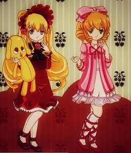 Rating: Safe Score: 0 Tags: 2girls blonde_hair bow dress drill_hair flower hat hina_ichigo hinaichigo image long_hair long_sleeves multiple_girls pair pink_bow rose shinku standing stuffed_animal twintails User: admin