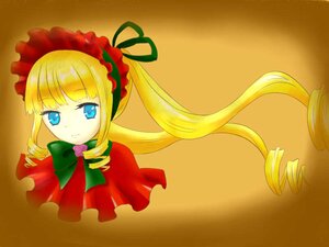 Rating: Safe Score: 0 Tags: 1girl blonde_hair blue_eyes bonnet bow bowtie cup drill_hair flower green_bow image long_hair looking_at_viewer rose shinku simple_background solo twin_drills twintails yellow_background User: admin
