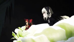 Rating: Safe Score: 0 Tags: 1girl bangs black_dress blonde_hair dress flower hairband image long_hair long_sleeves multiple_girls pair red_eyes rose shinku silver_hair suigintou very_long_hair wings User: admin