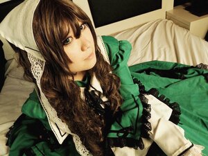 Rating: Safe Score: 0 Tags: 1girl bangs brown_hair dress green_dress hood lips looking_at_viewer solo suiseiseki upper_body User: admin