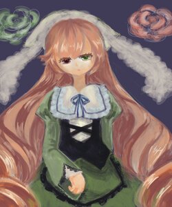 Rating: Safe Score: 0 Tags: 1girl bangs brown_hair closed_mouth dress expressionless frills green_dress green_eyes heterochromia image long_hair long_sleeves simple_background solo suiseiseki very_long_hair User: admin