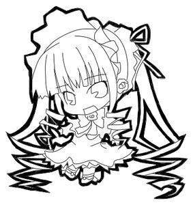 Rating: Safe Score: 0 Tags: 1girl :d bow bowtie chibi dress drill_hair frills full_body greyscale image long_hair long_sleeves monochrome open_mouth shinku simple_background smile solo twin_drills white_background User: admin