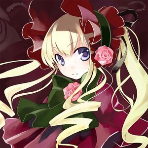 Rating: Safe Score: 0 Tags: 1girl blonde_hair blue_eyes bonnet bow capelet dress expressionless flower hat image long_hair long_sleeves looking_at_viewer pink_flower pink_rose red_flower red_rose rose shinku solo twintails upper_body User: admin