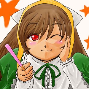 Rating: Safe Score: 0 Tags: 1girl auto_tagged brown_hair dress frills green_dress head_scarf image long_sleeves neck_ribbon one_eye_closed red_eyes ribbon smile solo star_(symbol) starry_background suiseiseki upper_body User: admin