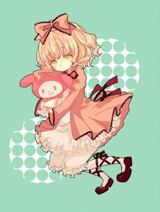 Rating: Safe Score: 0 Tags: 1girl blonde_hair bow dress frills full_body green_eyes hair_bow hina_ichigo hinaichigo image pink_bow ribbon solo stuffed_animal User: admin