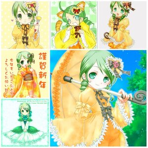 Rating: Safe Score: 0 Tags: 1girl dress green_hair hat image japanese_clothes kanaria kimono long_sleeves multiple_views ribbon smile solo umbrella wide_sleeves yellow_dress User: admin
