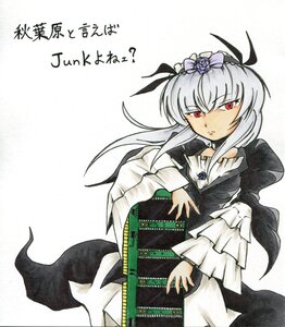 Rating: Safe Score: 0 Tags: 1girl black_dress dress flower frills hair_ornament image long_hair long_sleeves looking_at_viewer red_eyes silver_hair solo suigintou traditional_media white_background User: admin