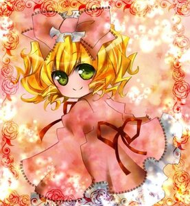 Rating: Safe Score: 0 Tags: 1girl blonde_hair dress flower green_eyes hat hina_ichigo hinaichigo image long_sleeves looking_at_viewer pink_dress puffy_sleeves rose short_hair smile solo User: admin