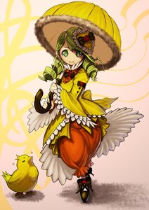 Rating: Safe Score: 0 Tags: 1girl auto_tagged bird bow drill_hair flower frills full_body green_eyes green_hair hat image kanaria long_hair parasol rose smile solo twin_drills umbrella User: admin