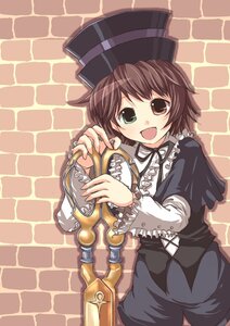 Rating: Safe Score: 0 Tags: 1girl :d against_wall brick_wall brown_hair dress frills green_eyes hat image long_sleeves looking_at_viewer open_mouth ribbon short_hair skirt smile solo souseiseki tiles top_hat User: admin
