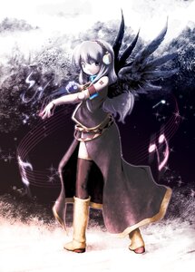 Rating: Safe Score: 0 Tags: 1girl black_legwear blue_eyes boots full_body headphones image long_hair looking_at_viewer skirt sleeveless solo standing suigintou tattoo thighhighs wings zettai_ryouiki User: admin