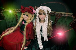 Rating: Safe Score: 0 Tags: 2girls blonde_hair blue_eyes dress green_eyes long_hair long_sleeves looking_at_viewer multiple_cosplay multiple_girls red_dress shinku siblings tagme User: admin