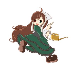 Rating: Safe Score: 0 Tags: 1girl :d boots brown_footwear brown_hair dress frills full_body green_dress green_eyes head_scarf heterochromia image long_hair long_sleeves open_mouth pantyhose red_eyes smile solo striped suiseiseki very_long_hair watering_can white_background User: admin