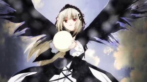 Rating: Safe Score: 0 Tags: 1girl bangs black_dress black_ribbon black_wings closed_mouth cloud cloudy_sky dress dutch_angle eyebrows_visible_through_hair frills hairband holding image long_hair long_sleeves looking_at_viewer outdoors red_eyes ribbon silver_hair sky solo suigintou wings User: admin