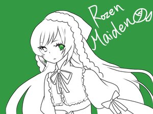 Rating: Safe Score: 0 Tags: 1girl bangs dress green_background green_eyes green_theme image long_hair long_sleeves looking_at_viewer monochrome neck_ribbon puffy_sleeves ribbon simple_background solo spot_color suiseiseki upper_body very_long_hair User: admin