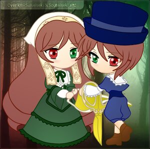 Rating: Safe Score: 0 Tags: 2girls blue_dress brown_hair chibi dress green_dress green_eyes hat head_scarf heterochromia holding image long_sleeves multiple_girls pair red_eyes short_hair siblings sisters souseiseki suiseiseki top_hat twins User: admin