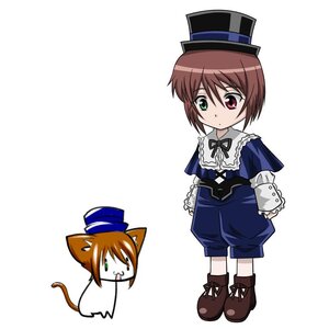 Rating: Safe Score: 0 Tags: 1girl animal_ears blue_dress brown_hair chibi dress full_body green_eyes hat heterochromia image long_sleeves looking_at_viewer red_eyes ribbon short_hair simple_background solo souseiseki standing top_hat white_background User: admin