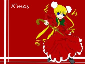 Rating: Safe Score: 0 Tags: 1girl :d black_footwear blonde_hair blue_eyes dress drill_hair full_body image long_hair long_sleeves looking_at_viewer open_mouth red_background red_dress shinku simple_background solo standing twin_drills twintails User: admin
