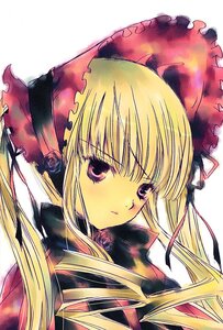 Rating: Safe Score: 0 Tags: 1girl bangs blonde_hair bonnet eyebrows_visible_through_hair image long_hair looking_at_viewer rose shinku simple_background solo twintails User: admin