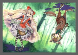 Rating: Safe Score: 0 Tags: 1girl 2girls blonde_hair bow dress forest frills hair_bow image kirakishou long_hair multiple_girls nature pair pantyhose red_dress shinku striped striped_legwear tree very_long_hair User: admin