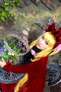 Rating: Safe Score: 0 Tags: 1girl blonde_hair blue_eyes dress flower lips long_hair red_dress shinku solo User: admin