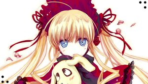 Rating: Safe Score: 0 Tags: 1girl ahoge blonde_hair blue_eyes blush bonnet bow capelet cradle_(artist) dress expressionless floating_hair flower image kunkun long_hair looking_at_viewer petals red_capelet rose rozen_maiden shinku solo striped twintails upper_body very_long_hair User: admin