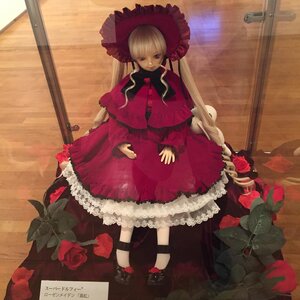 Rating: Safe Score: 0 Tags: 1girl blonde_hair bonnet bow doll dress flower frills fruit long_hair long_sleeves red_dress red_flower red_rose rose shinku solo twintails User: admin