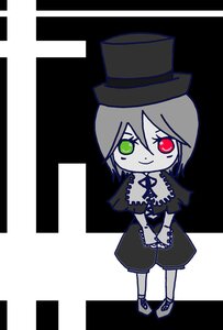 Rating: Safe Score: 0 Tags: capelet chibi frills green_eyes grey_hair hat heterochromia image mini_hat mini_top_hat red_eyes short_hair smile solo souseiseki standing top_hat User: admin