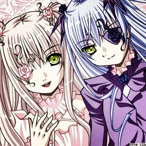 Rating: Safe Score: 0 Tags: 2girls barasuishou eyepatch flower green_eyes hair_ornament image kirakishou long_hair multiple_girls pair rose silver_hair smile traditional_media User: admin