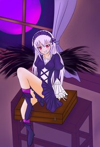Rating: Safe Score: 0 Tags: 1girl auto_tagged black_wings boots breasts chair dress frills grin hairband image knee_boots long_hair long_sleeves looking_at_viewer red_eyes sitting smile solo suigintou teeth wings User: admin