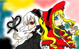 Rating: Safe Score: 0 Tags: 2girls black_dress blonde_hair blue_eyes bonnet dress flower frills image long_hair long_sleeves looking_at_viewer multiple_girls pair red_dress red_eyes rose shinku silver_hair suigintou very_long_hair wings User: admin