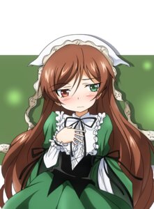 Rating: Safe Score: 0 Tags: 1girl blush brown_hair dress frills green_dress green_eyes heterochromia image long_hair long_sleeves looking_at_viewer red_eyes ribbon solo suiseiseki tears very_long_hair User: admin