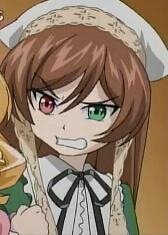 Rating: Safe Score: 0 Tags: 1girl angry brown_hair clenched_teeth green_eyes head_scarf heterochromia image long_hair red_eyes simple_background solo suiseiseki teeth User: admin