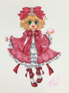 Rating: Safe Score: 0 Tags: 1girl blonde_hair bow dress flower food frills fruit full_body green_eyes hina_ichigo hinaichigo image long_sleeves open_mouth pantyhose pink_bow red_dress red_footwear shoes short_hair solo striped too_many User: admin