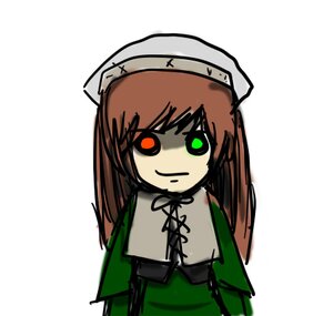 Rating: Safe Score: 0 Tags: 1girl bangs brown_hair closed_mouth dress green_dress hat heterochromia image long_hair long_sleeves looking_at_viewer red_eyes simple_background smile solo suiseiseki upper_body white_background User: admin