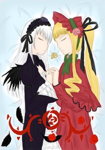 Rating: Safe Score: 0 Tags: 2girls black_wings blonde_hair bonnet closed_eyes dress drill_hair feathers flower hairband holding_hands image long_hair long_sleeves multiple_girls pair red_dress red_flower red_rose ribbon rose shinku silver_hair suigintou wings yuri User: admin