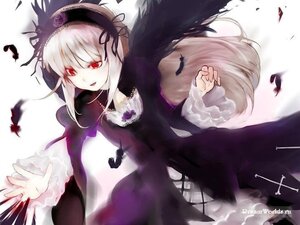 Rating: Safe Score: 0 Tags: 1girl :d black_dress black_feathers black_wings cross-laced_clothes dress feathered_wings feathers flower frilled_sleeves frills hairband image lolita_hairband long_hair long_sleeves looking_at_viewer narumi_(uminari) open_mouth pale_skin red_eyes ribbon rose rozen_maiden silver_hair simple_background smile solo suigintou white_background wings User: admin