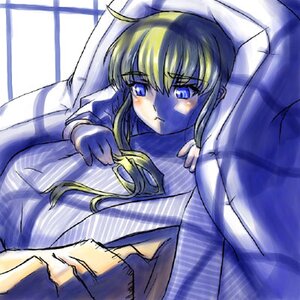 Rating: Safe Score: 0 Tags: 1girl bed blanket blonde_hair blue_eyes image long_hair long_sleeves lying pajamas pillow shinku solo striped under_covers User: admin
