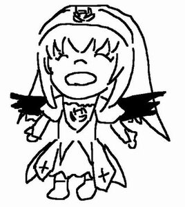 Rating: Safe Score: 0 Tags: 1girl :d chibi closed_eyes dress full_body greyscale image long_hair monochrome open_mouth simple_background smile solo striped suigintou white_background User: admin