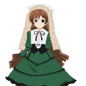 Rating: Safe Score: 0 Tags: 1girl brown_hair dress frills green_dress green_eyes heterochromia image long_hair long_sleeves looking_at_viewer red_eyes ribbon simple_background smile solo standing suiseiseki very_long_hair white_background User: admin