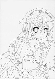 Rating: Safe Score: 0 Tags: 1girl :d blush dress flower frills greyscale image long_hair long_sleeves monochrome open_mouth ribbon smile solo suiseiseki traditional_media upper_body User: admin