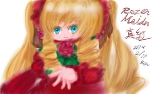 Rating: Safe Score: 0 Tags: 1girl blonde_hair blue_eyes blurry blurry_foreground depth_of_field flower image long_hair long_sleeves motion_blur red_dress rose shinku simple_background solo white_background User: admin