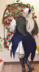 Rating: Safe Score: 0 Tags: 1girl black_footwear blonde_hair boots closed_eyes dress flower high_heels long_hair red_flower red_rose rose solo suigintou thorns white_hair User: admin