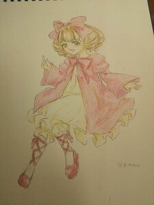 Rating: Safe Score: 0 Tags: 1girl blonde_hair bow dress frills full_body green_eyes hair_bow hina_ichigo hinaichigo image long_sleeves open_mouth pink_bow pink_dress short_hair simple_background smile solo traditional_media watercolor_(medium) User: admin