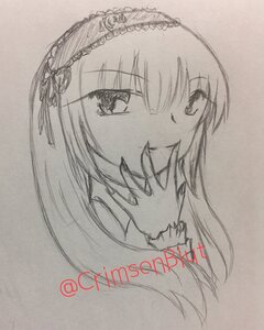 Rating: Safe Score: 0 Tags: 1girl akemi_homura face greyscale hairband image looking_at_viewer monochrome simple_background sketch smile solo suigintou traditional_media User: admin
