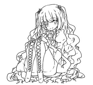 Rating: Safe Score: 0 Tags: 1girl blush boots cross-laced_footwear dress eyepatch flower full_body greyscale image kirakishou lineart long_hair looking_at_viewer monochrome rose sitting smile solo very_long_hair wavy_hair User: admin